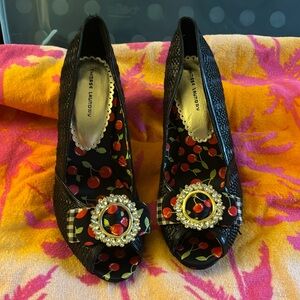 Black, cherry themed heels